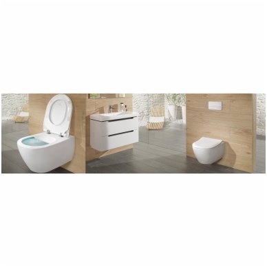 Villeroy & Boch Subway 2.0 pakabinamas Direct Flush WC su SlimSeat dangčiu, White Alpin 4