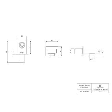 Villeroy & Boch Universal Showers dušo išvadas su laikikliu, kampuotas 1 Villeroy & Boch Universal Showers dušo išvadas su laikikliu, kampuotas 1
