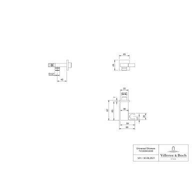 Villeroy & Boch Universal Showers dušo išvadas su rankinio dušo laikikliu, kampuotas 1 Villeroy & Boch Universal Showers dušo išvadas su rankinio dušo laikikliu, kampuotas 1