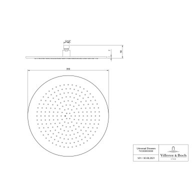 Villeroy & Boch Universal Showers lietaus dušo galva, apvali, 350 mm 1 Villeroy & Boch Universal Showers lietaus dušo galva, apvali, 350 mm 1