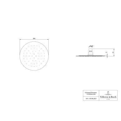 Villeroy & Boch Universal Showers lietaus dušo galva, apvali, (chromas, 200 mm) 5 Villeroy & Boch Universal Showers lietaus dušo galva, apvali, (chromas, 200 mm) 5