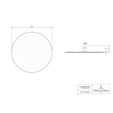 Villeroy & Boch Universal Showers lietaus dušo galva, apvali, (chromas, 300 mm) 4