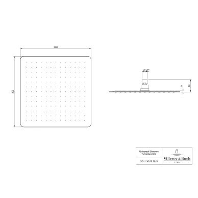 Villeroy & Boch Universal Showers lietaus dušo galva, kvadratinė, (chromas, 300 mm) 3