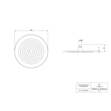 Villeroy & Boch Universal Showers lietaus dušo galva, apvali 4 Villeroy & Boch Universal Showers lietaus dušo galva, apvali 4