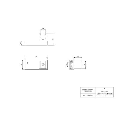 Villeroy & Boch Universal Showers rankinio dušo laikiklis, kampuotas 1 Villeroy & Boch Universal Showers rankinio dušo laikiklis, kampuotas 1