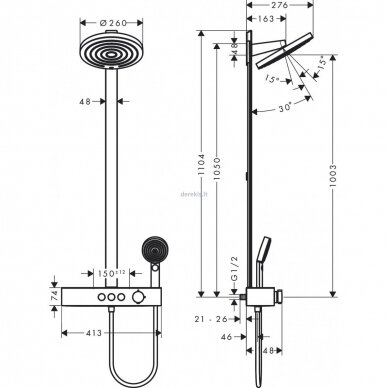 Virštinkinė dušo sistema su termostatu HANSGROHE Pulsify S 5