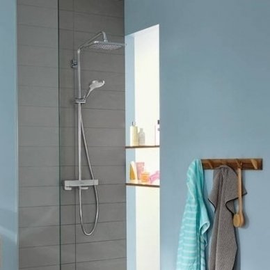 Virštinkinė termostatinė dušo sistema Hansgrohe Croma E Showerpipe 280 1jet 1