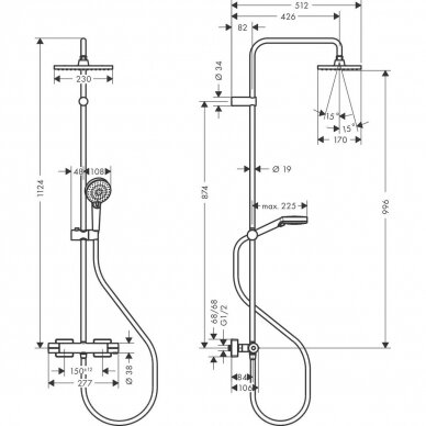 Virštinkinė termostatinė dušo sistema Hansgrohe Vernis Shape 230 1 Jet 4
