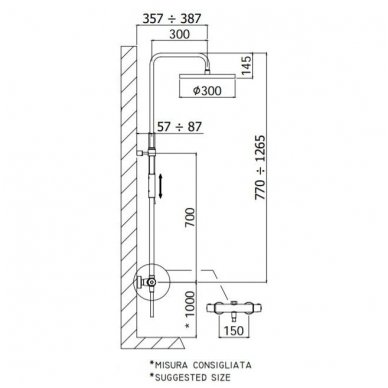 Virštinkinė termostatinė dušo sistema Paffoni Light (spalvų pasirinkimas) 2 Virštinkinė termostatinė dušo sistema Paffoni Light (spalvų pasirinkimas) 2