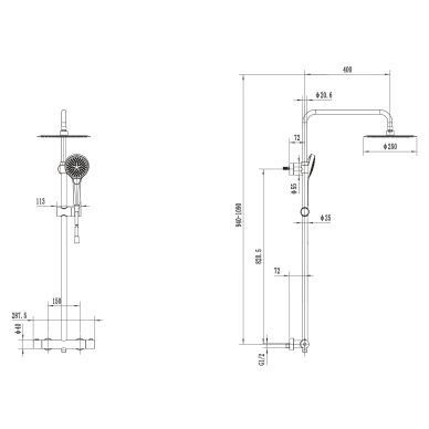 Virštinkinė termostatinė dušo sistema Villeroy & Boch Verve Showers 10 Virštinkinė termostatinė dušo sistema Villeroy & Boch Verve Showers 10