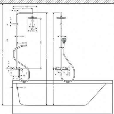 Virštinkinis dušo/vonios komplektas Hansgrohe Vernis Blend Showerpipe 200 1jet 2