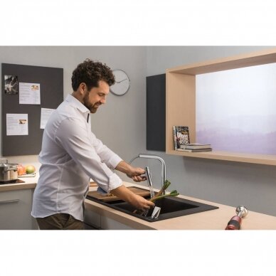 Virtuvinis maišytuvas su ištraukiama žarna Hansgrohe Metris Select M71 + sBox, brushed black chrome 1
