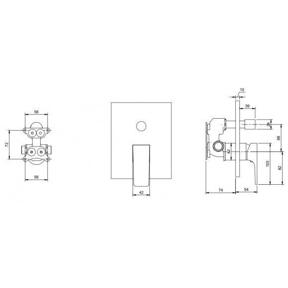 Villeroy & Boch Architectura Square potinkinis vonios/dušo maišytuvas su diverteriu, pasirenkama spalva 1 Villeroy & Boch Architectura Square potinkinis vonios/dušo maišytuvas su diverteriu, pasirenkama spalva 1