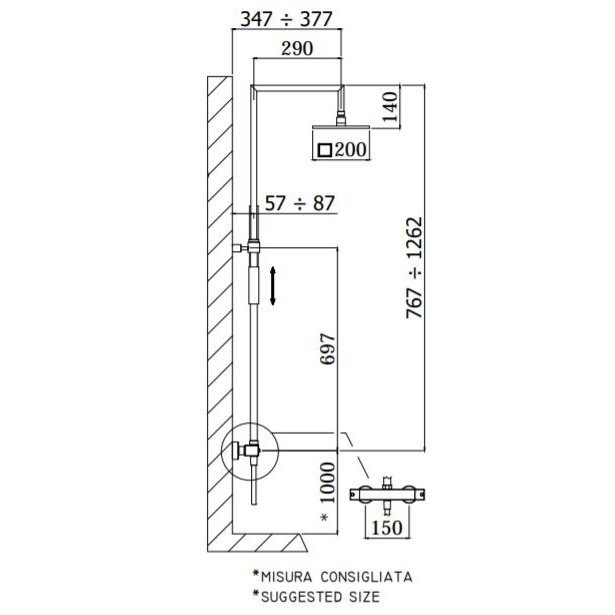 Virštinkinė termostatinė dušo sistema Paffoni ZCOL655 2 Virštinkinė termostatinė dušo sistema Paffoni ZCOL655 2