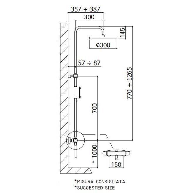 Virštinkinė termostatinė dušo sistema Paffoni Light (spalvų pasirinkimas) 2 Virštinkinė termostatinė dušo sistema Paffoni Light (spalvų pasirinkimas) 2