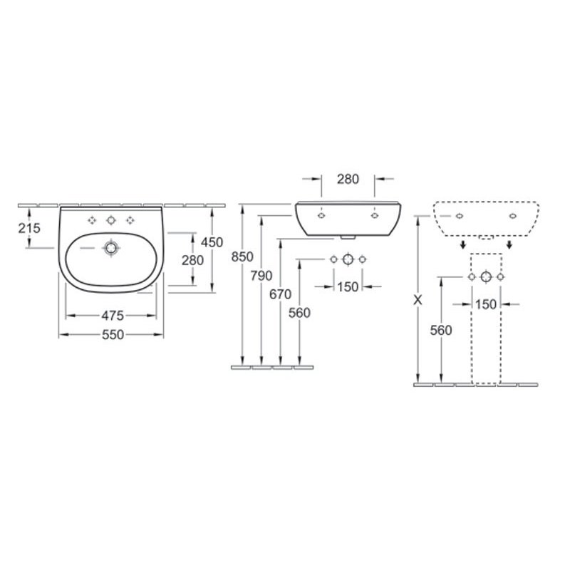 Villeroy&Boch praustuvas 550x450 O.Novo 51605501 2