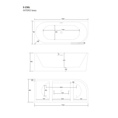 Vonia Corsan INTERO E230L 160cm kairinė Vonia Corsan INTERO E230L 160cm kairinė