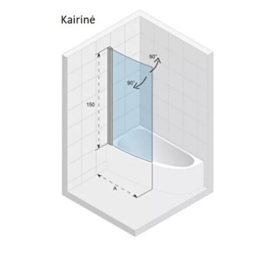 Vonios sienelė Riho Novik Z108 Aryl 90 cm, kairė Vonios sienelė Riho Novik Z108 Aryl 90 cm, kairė