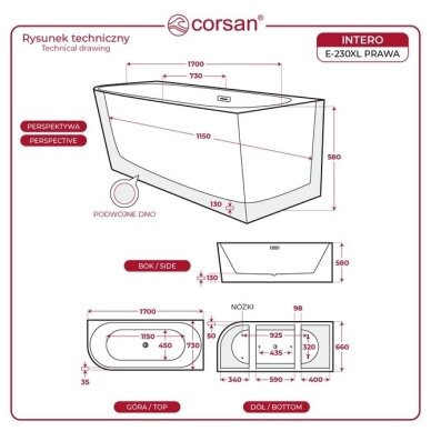 Vonia Corsan E230XL INTERO Dešininė 170cm 1